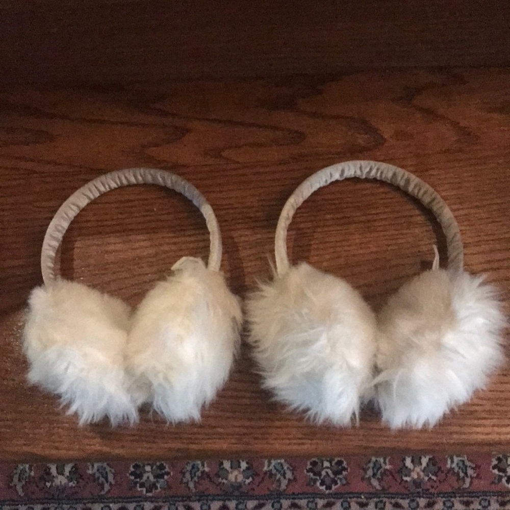 White fur ear muffs by 77kids